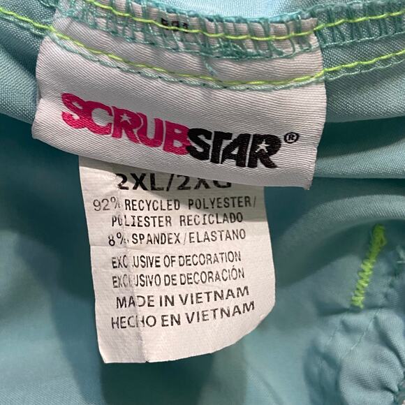 ScrubStar Set Top Pants 2X Pockets Elastic Waist Legs Plus Size 2 Pcs Uniform - Picture 9 of 12